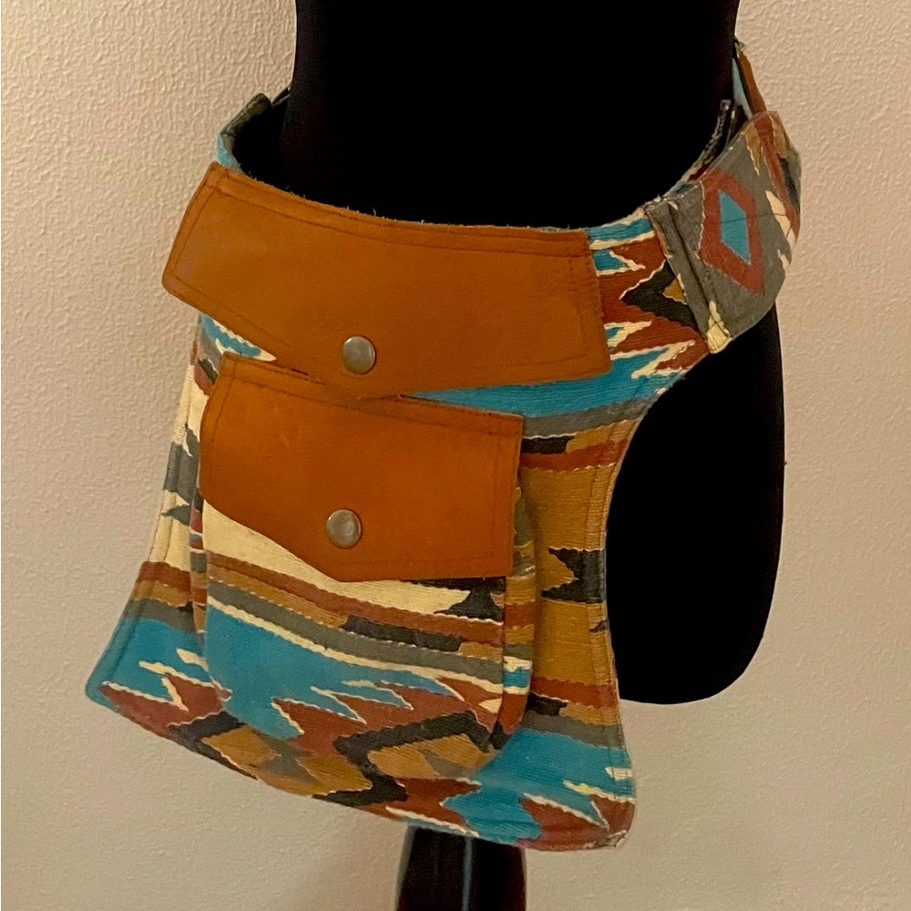 Boho Patterned Waist Bag with Brown Accents
